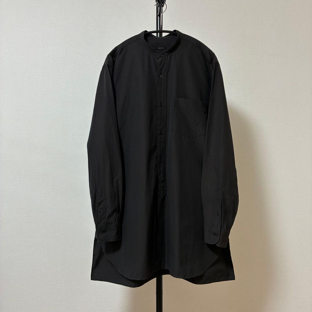 極美品✨ 19ss サイズ2 コモリ バンドカラーシャツ 黒タグ 限定 黒