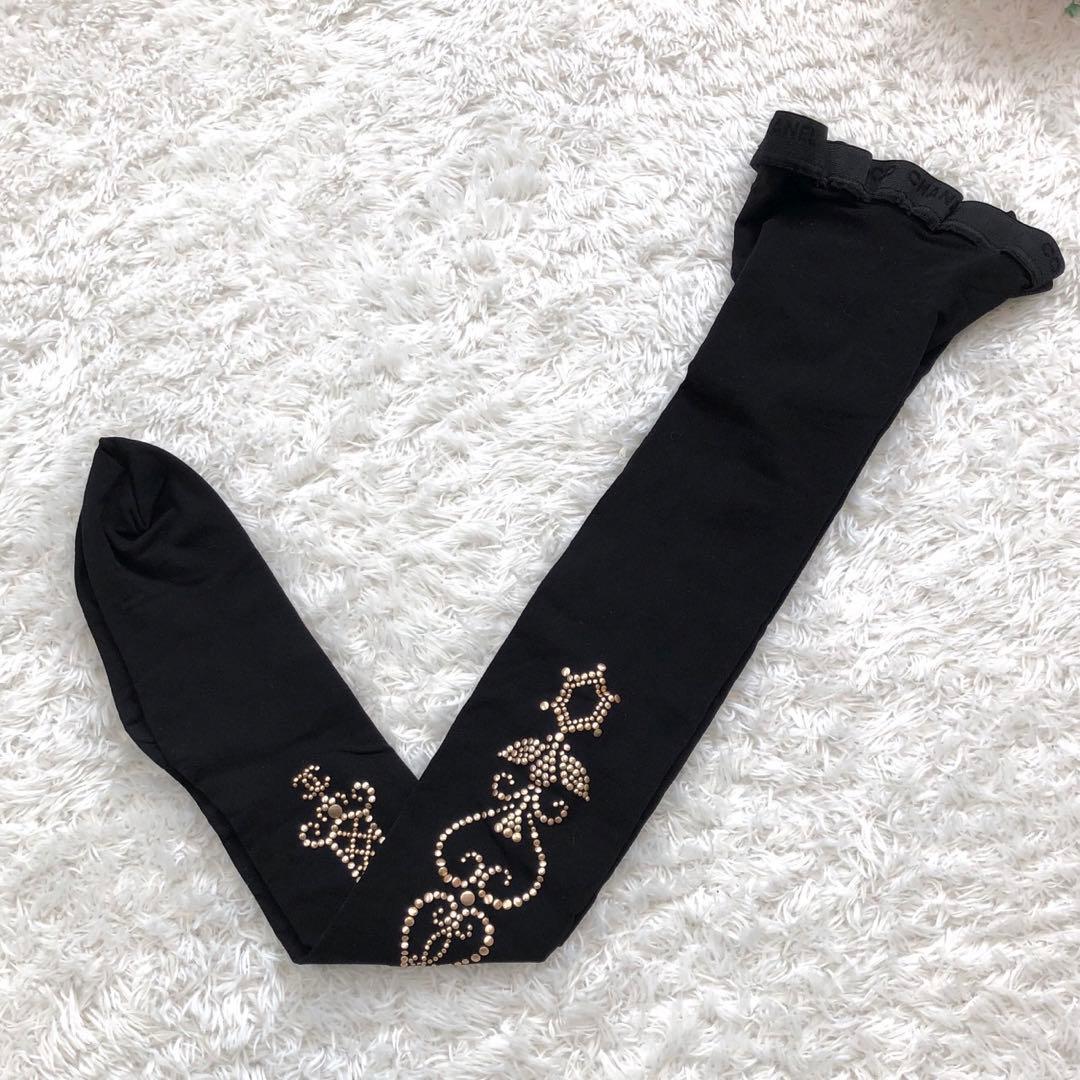 ［未使用］シャネル　メタルパーツ　スタッズ　ココマーク　ストッキング　タイツ