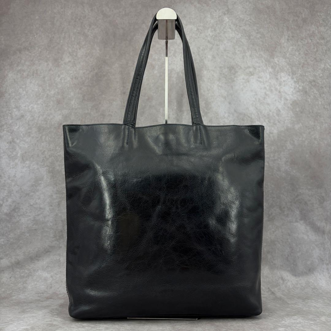 アニアリ トートバッグ 肩掛け レザー 本革 A4 カモフラ 迷彩 ブラック 黒