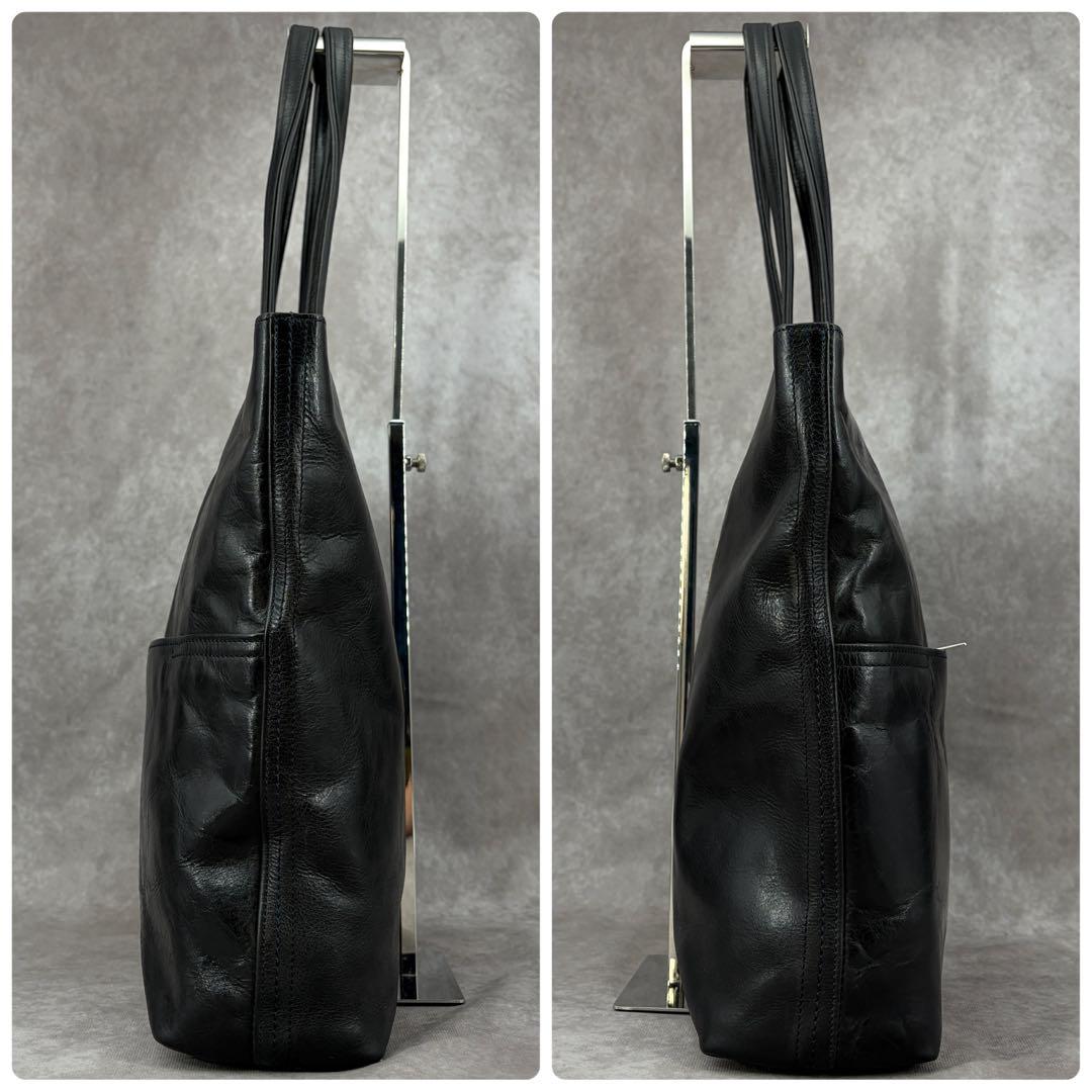 アニアリ トートバッグ 肩掛け レザー 本革 A4 カモフラ 迷彩 ブラック 黒