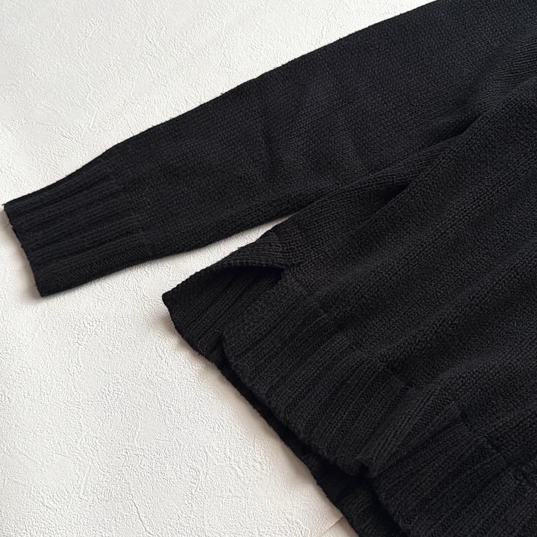 LAUREN RALPH LAUREN ロゴ刺繍ワッペン ニット 黒 M相当