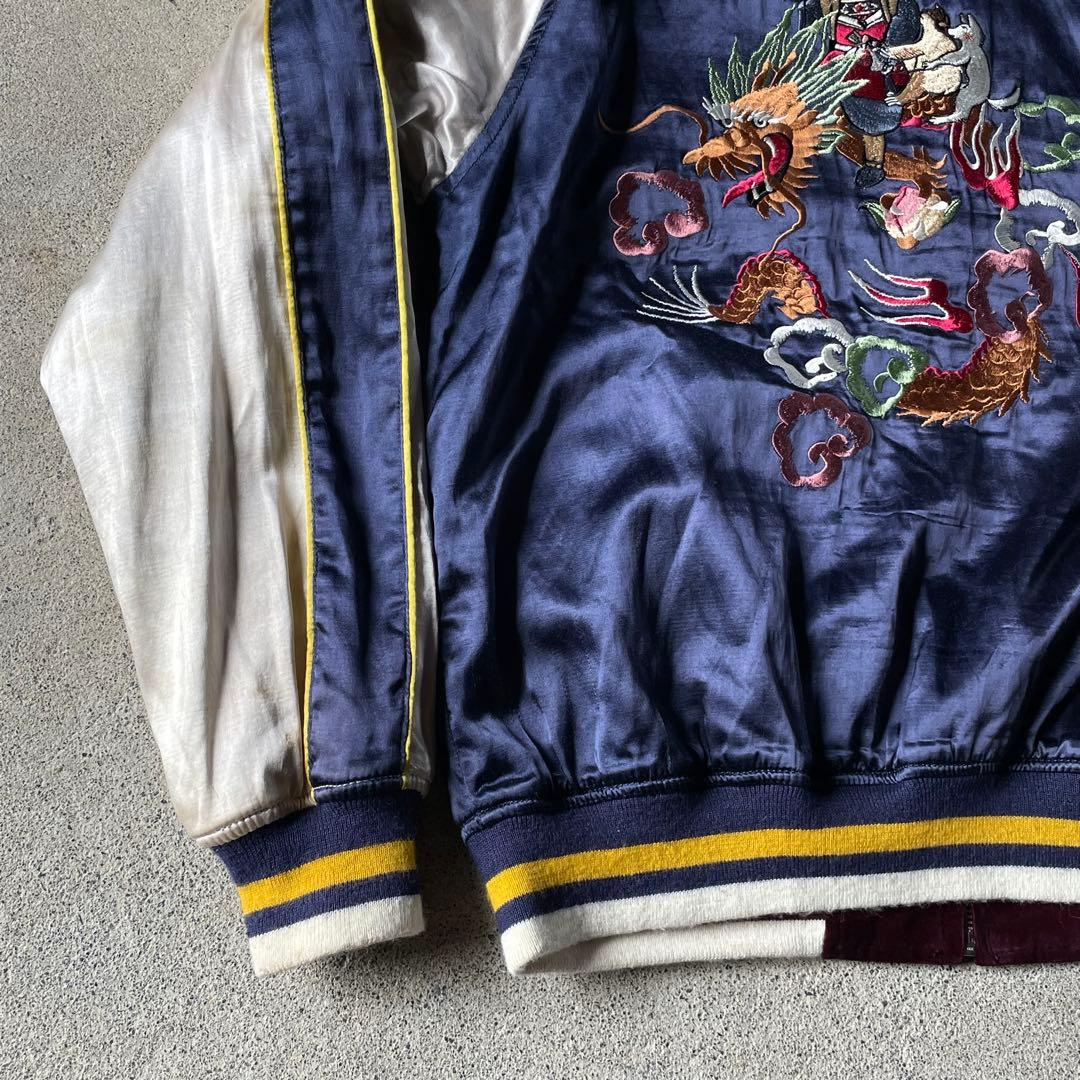 HOUSTON 別珍 ベロア サテン リバーシブル スカジャン 金太郎 桃太郎