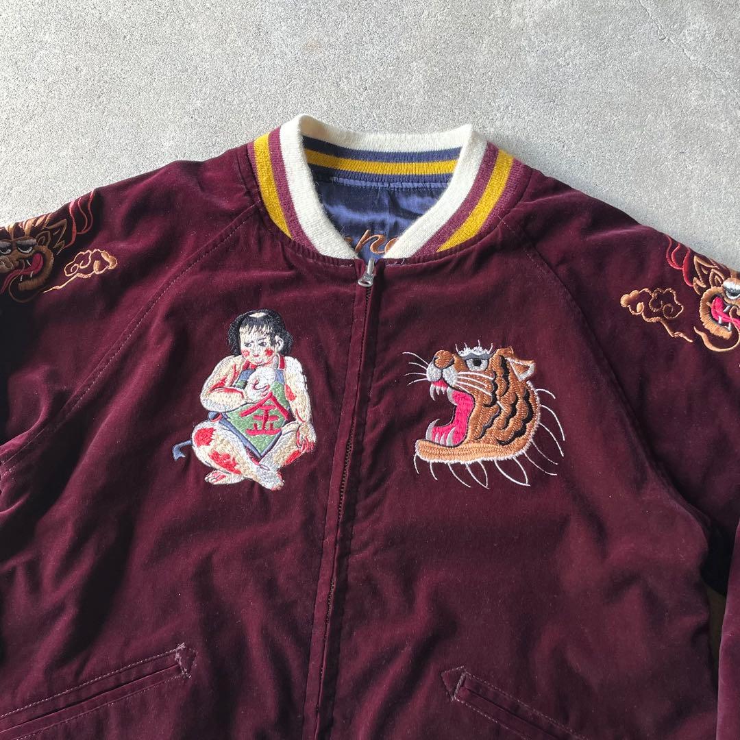 HOUSTON 別珍 ベロア サテン リバーシブル スカジャン 金太郎 桃太郎