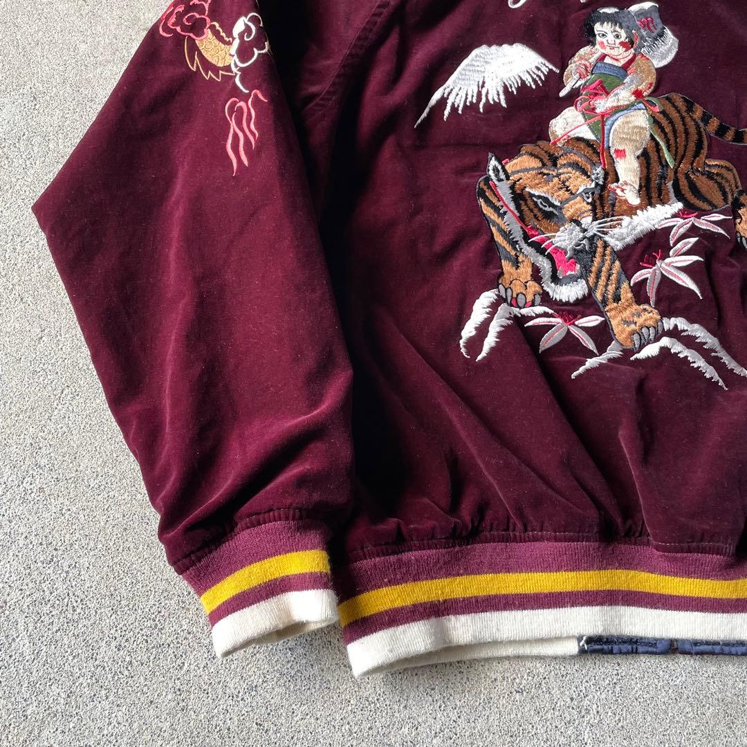 HOUSTON 別珍 ベロア サテン リバーシブル スカジャン 金太郎 桃太郎