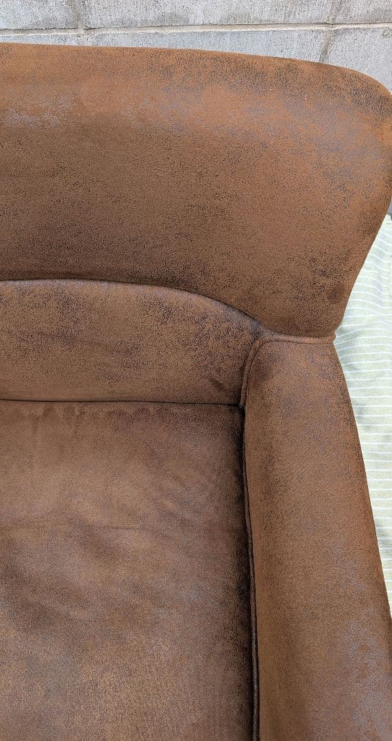 VINCENT ヴィンテージレザー調ファブリックコンパクトシングルソファ