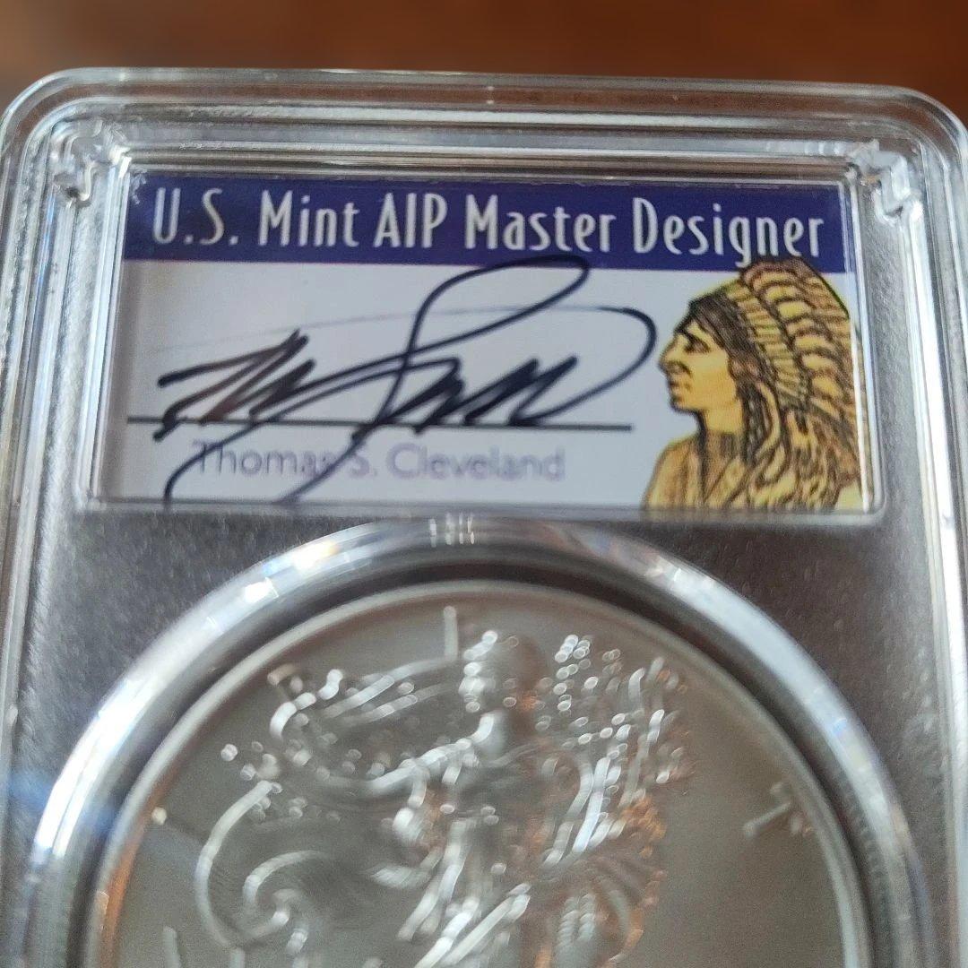 純銀1オンス銀貨　イーグル銀貨2019年　PCGS MS70FSサイン入り