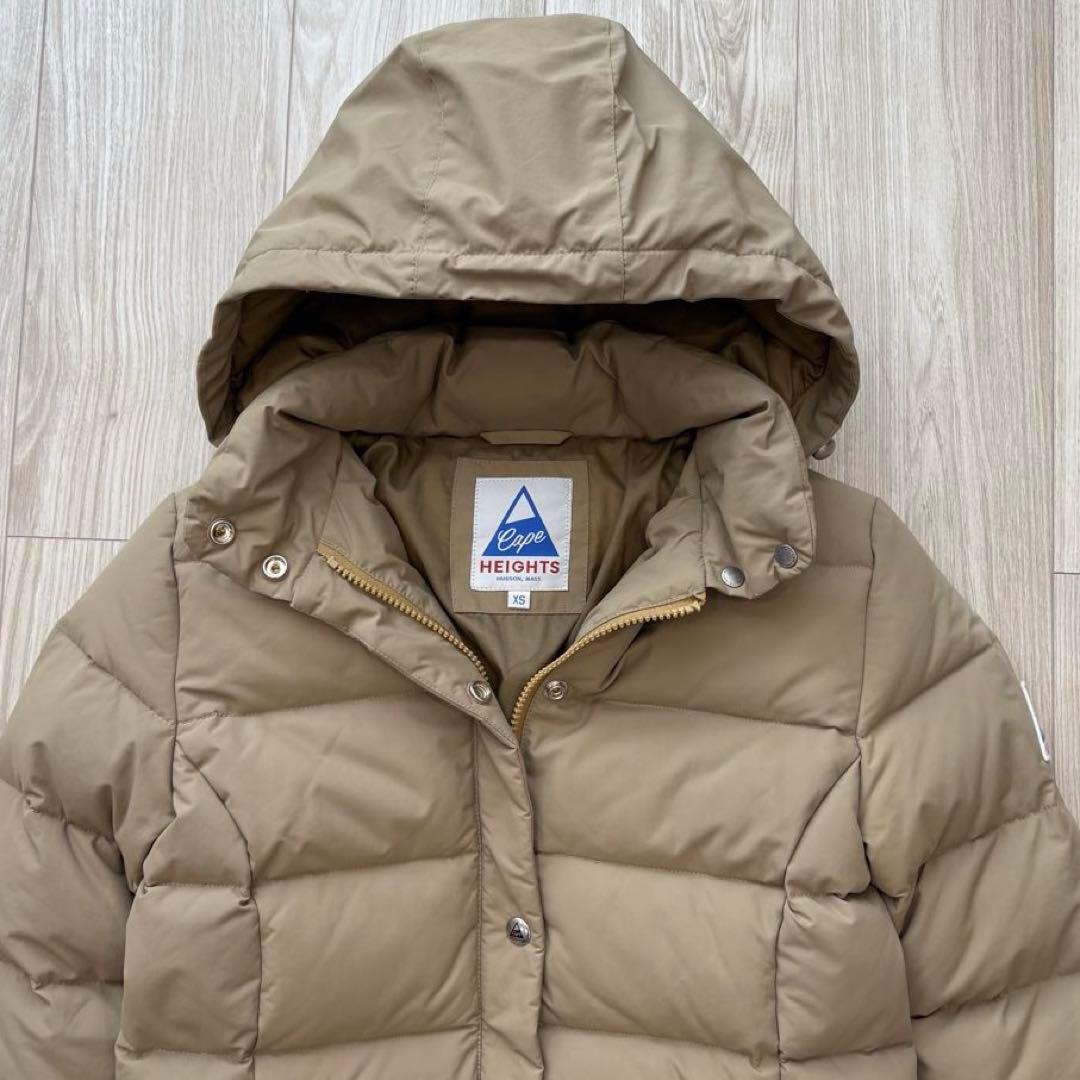 【美品】CAPE HEIGHTS ダウンコート ベージュ 袖ロゴ XS 秋冬
