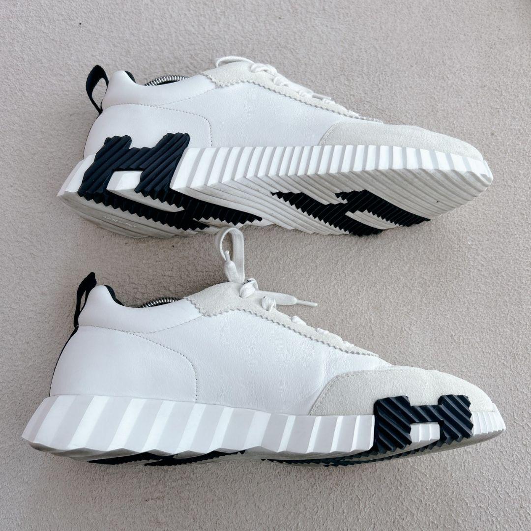 HERMES エルメス　バウンシング　スニーカー　レザー　白×紺　26.5cm