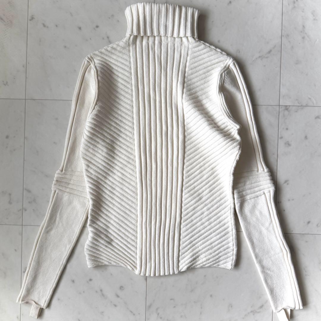 美品 トリーバーチ もっちり リブタートルネックニット ホワイト セーター
