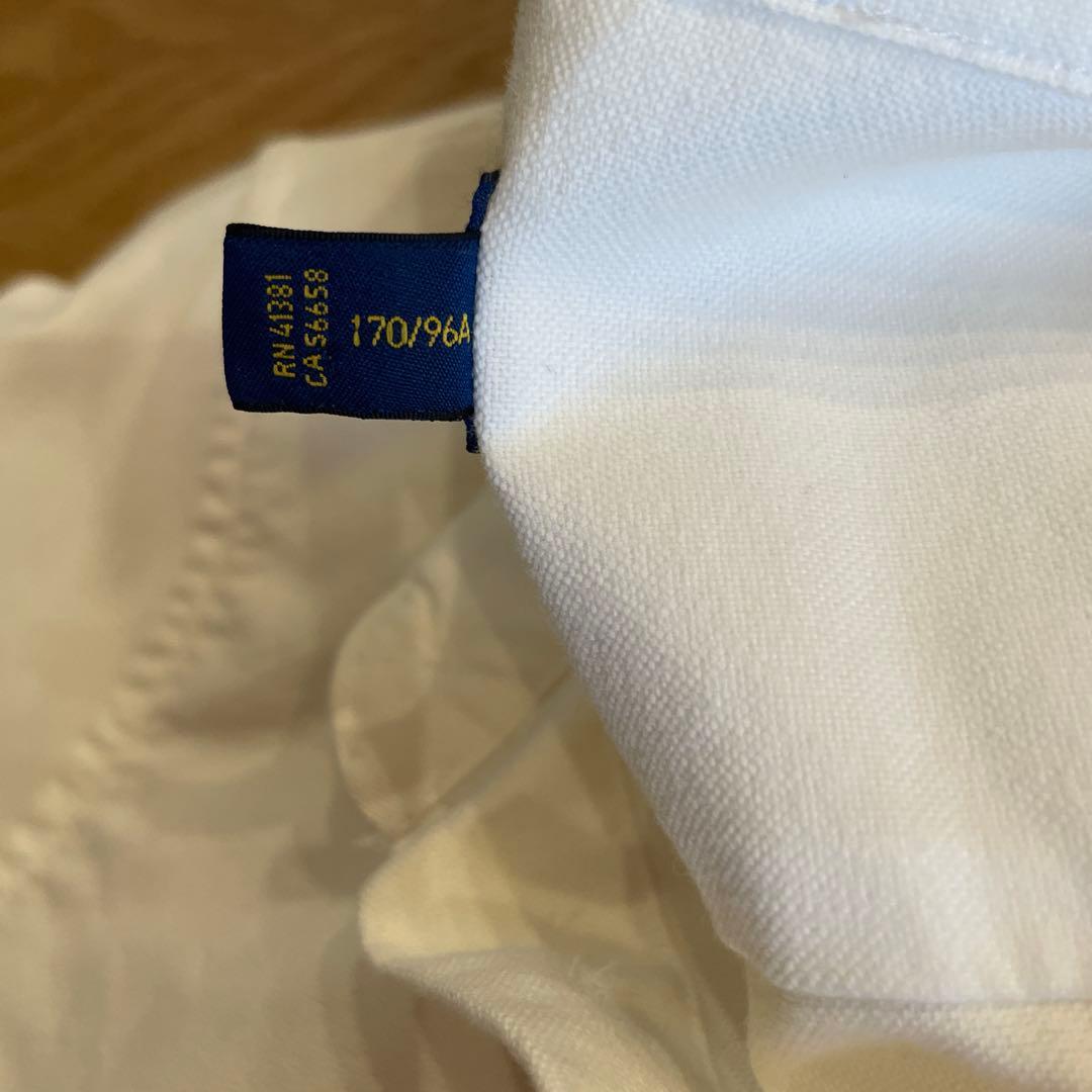 【美品】ポロ ラルフローレン ポロベア刺繍 ホワイト長袖シャツ　メンズL〜LL