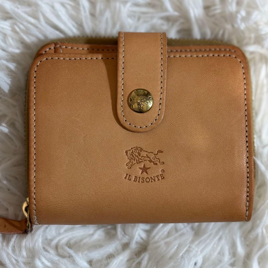 【新品】IL BISONTE 二つ折り財布 ナチュラルレザー