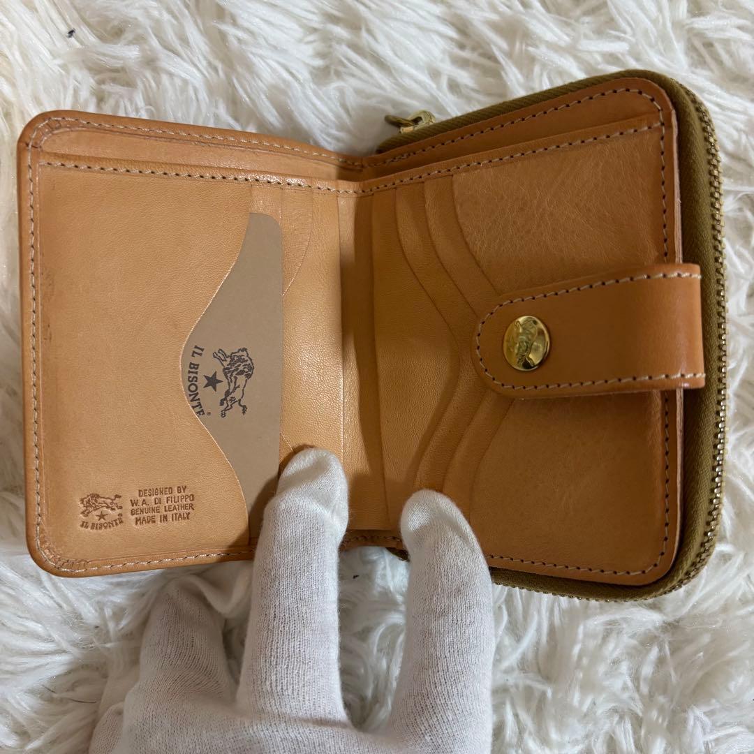 【新品】IL BISONTE 二つ折り財布 ナチュラルレザー