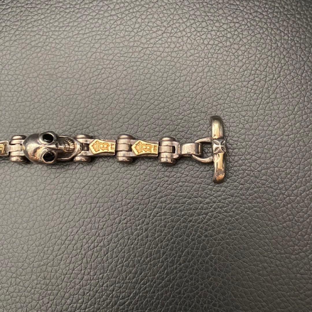 Bill Wall Leather スカル ブレスレット 18Ｋゴールドプレート