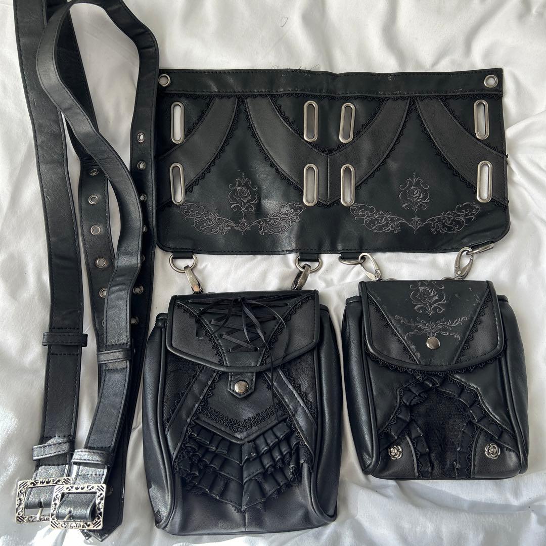 ozz onオッズオン 薔薇刺繍 フリル ウエストバック