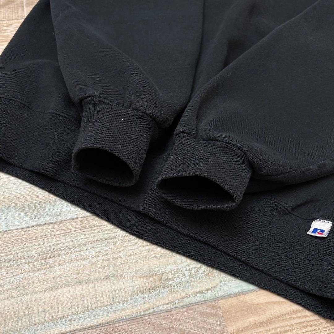 USA製 ラッセル スウェット ブラック 無地 ブランク 前V Lサイズ