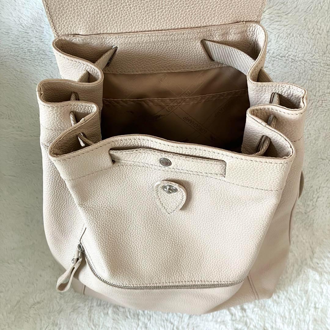 ロンシャン オールレザー リュック バックパック ピンクベージュ