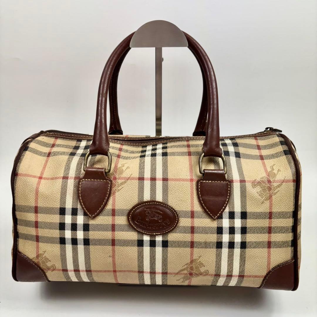 英国製 バーバリーノバチェック ミニボストンバッグ ハンドバッグ