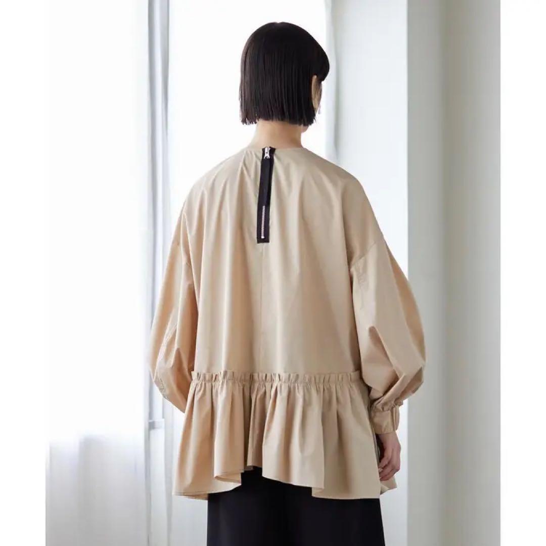 美品✦ฺランバンオンブルー　ストレッチブロードギャザーチュニック　裾フリル