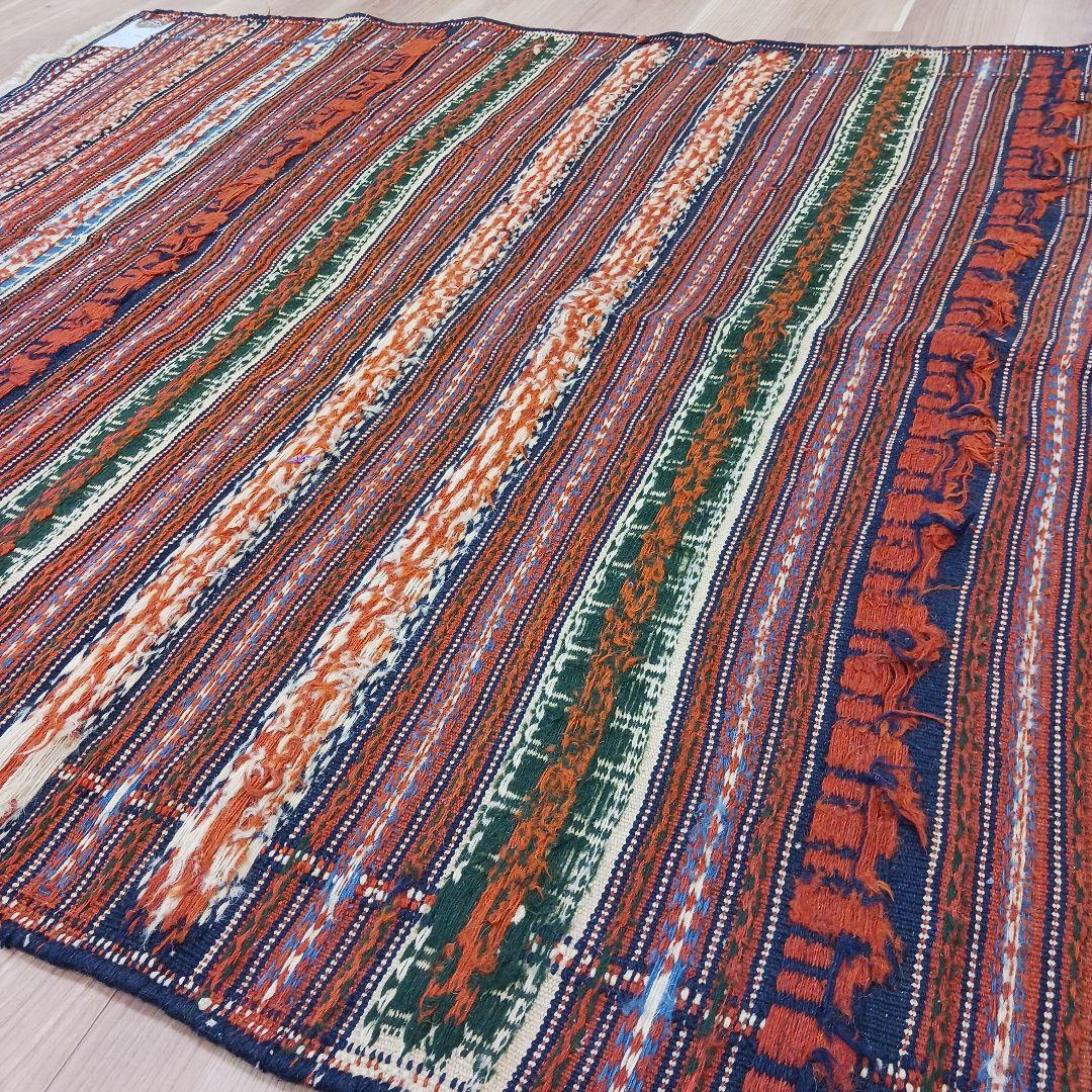 Y3239 イラン セムナン キリム 手織り ウール カーペット 大判