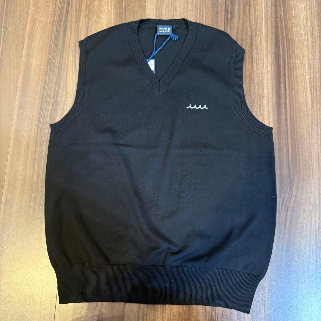 新品タグ付✨ムータマリン コットンニットベスト 黒6 Lサイズ相当 ゴルフにも
