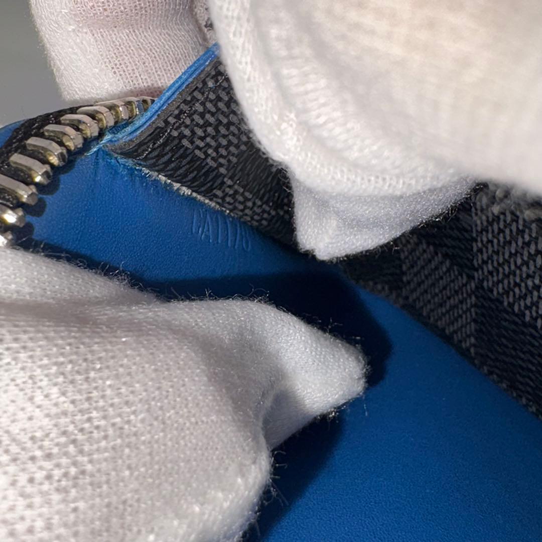 【美品✨】ルイヴィトン ジッピー ヴェルティカル ダミエグラフィット 青 ブルー