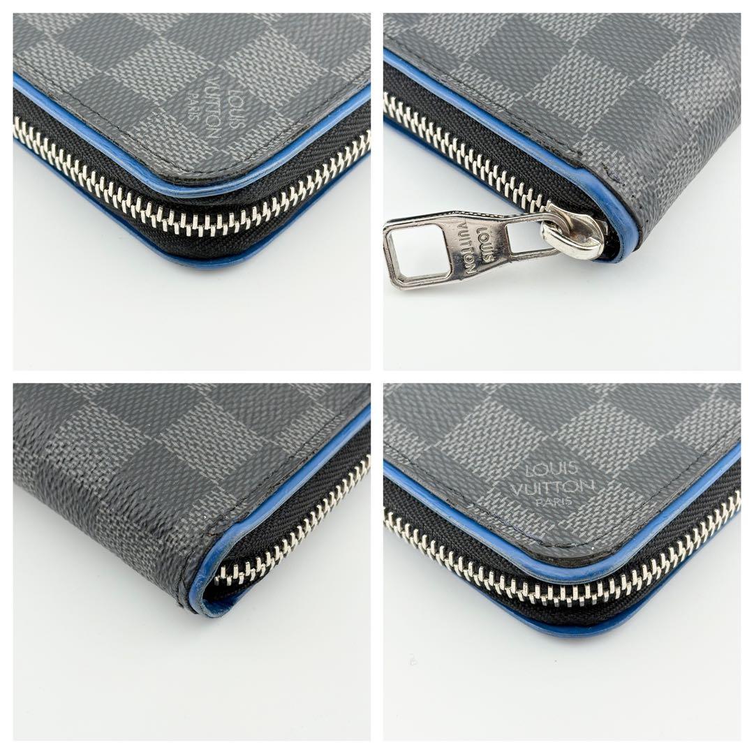 【美品✨】ルイヴィトン ジッピー ヴェルティカル ダミエグラフィット 青 ブルー