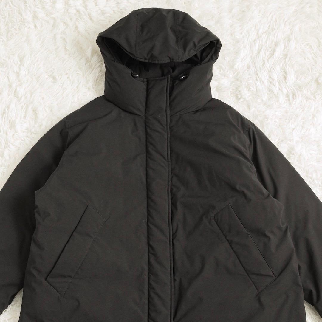 美品 スピックアンドスパン 撥水フーデッドダウンコート 36 ブラック