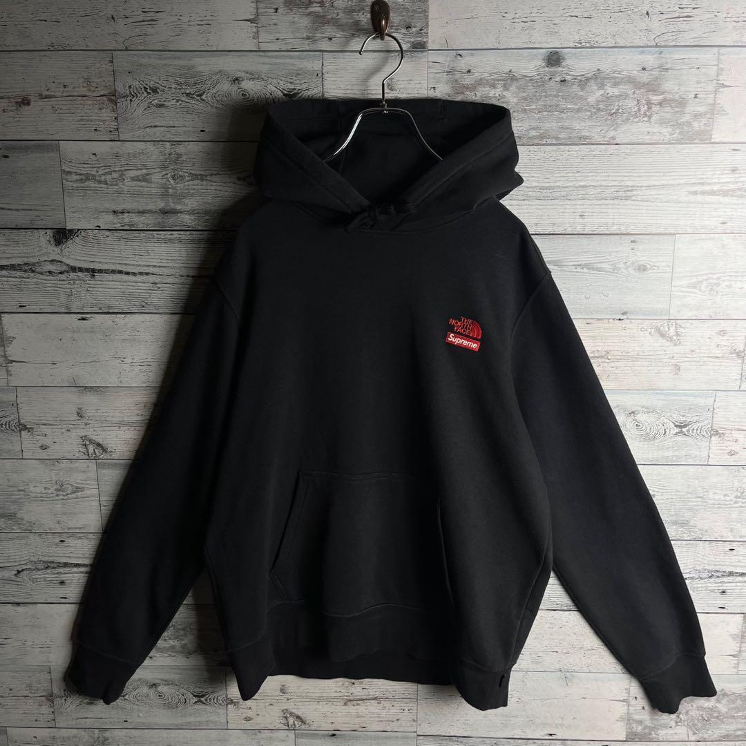 【限定コラボ品】シュプリーム×ノースフェイス☆両面ロゴ入りパーカー 即完売.