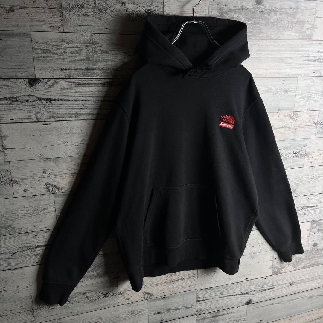 【限定コラボ品】シュプリーム×ノースフェイス☆両面ロゴ入りパーカー 即完売.