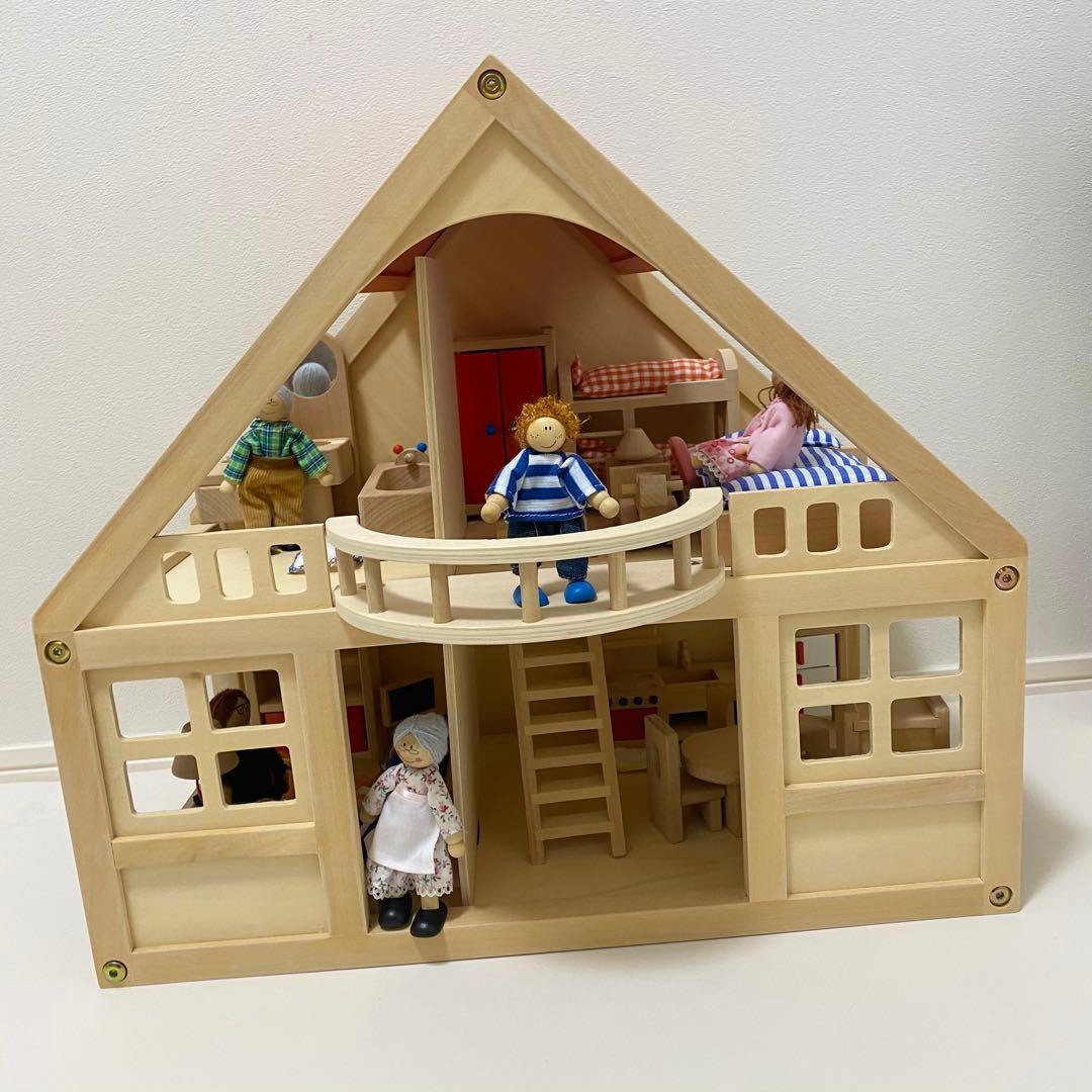 ほぼ未使用　ボーネルンド マイドールハウスセット 木製　箱・人形・家具付き