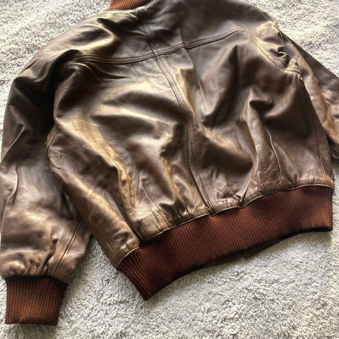 o*o様 ラムレザー ボンバージャケット L フライトジャケット ショート丈 茶