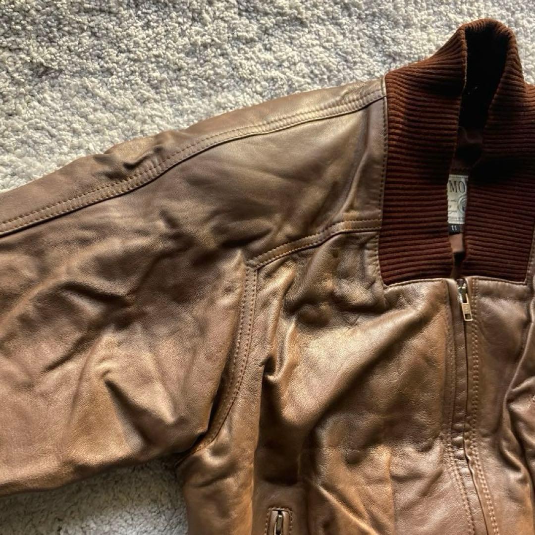 o*o様 ラムレザー ボンバージャケット L フライトジャケット ショート丈 茶