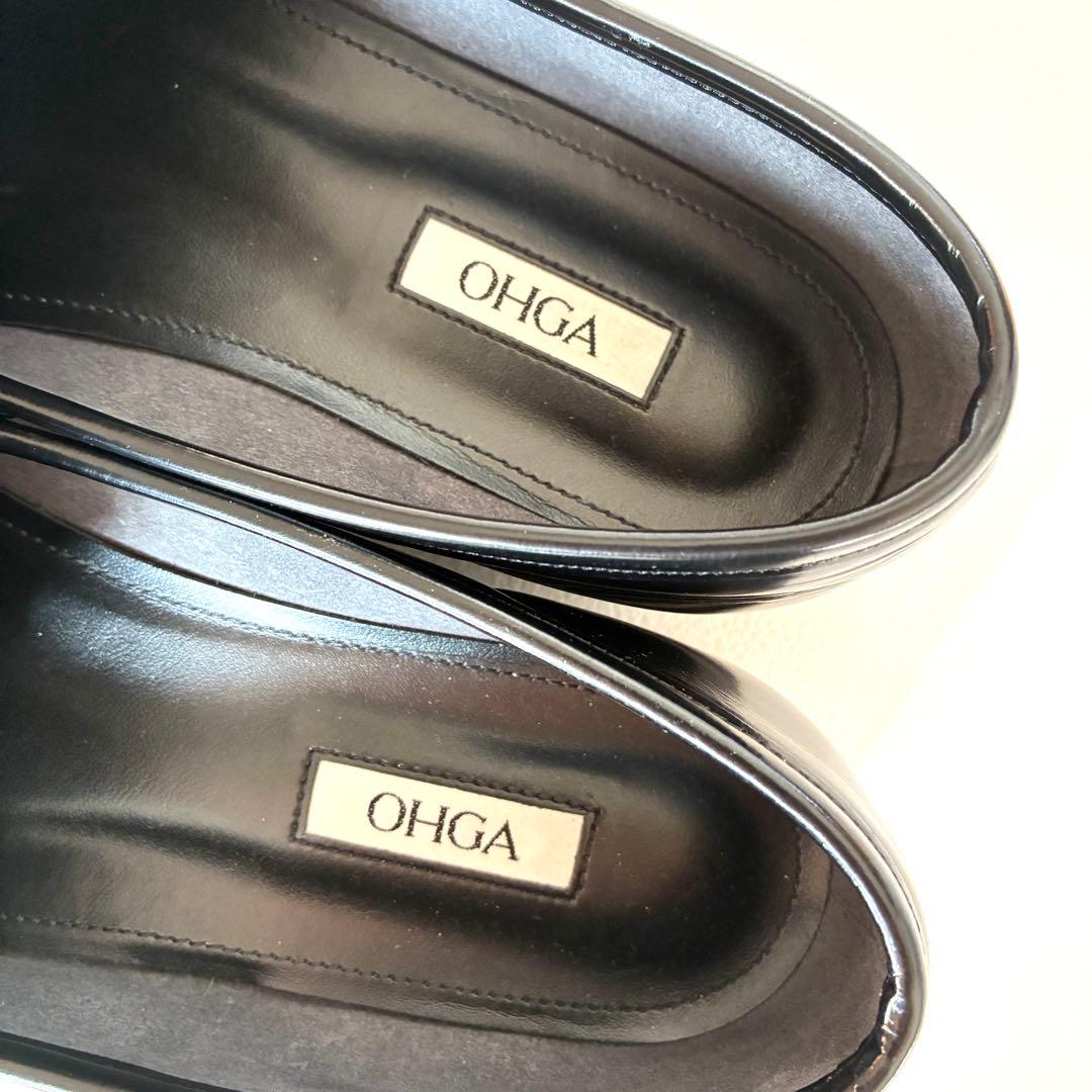 OHGA　オーガ　ビジュー付きローファー　レザー　ブラック　23cm