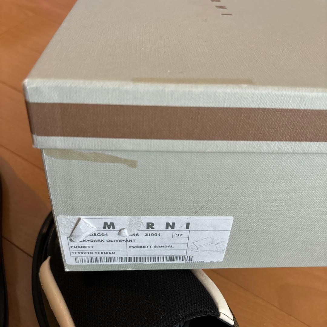 MARNI マルニサンダル ブラック・ホワイト カーキ箱付き37