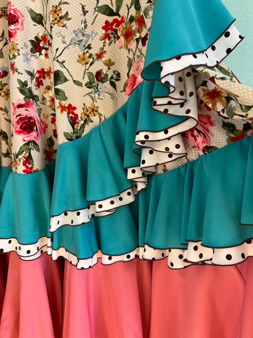 フラメンコ　ファルダ　スカート　イベリアHERMOSA 3段フリル