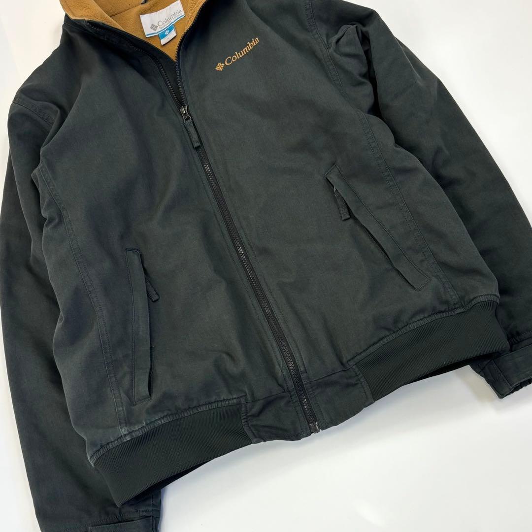 古着 Columbia ロマビスタジャケット 刺繍 裏地フリース XL カーキ