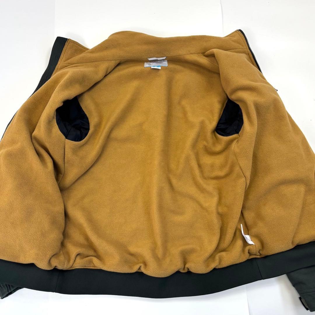 古着 Columbia ロマビスタジャケット 刺繍 裏地フリース XL カーキ