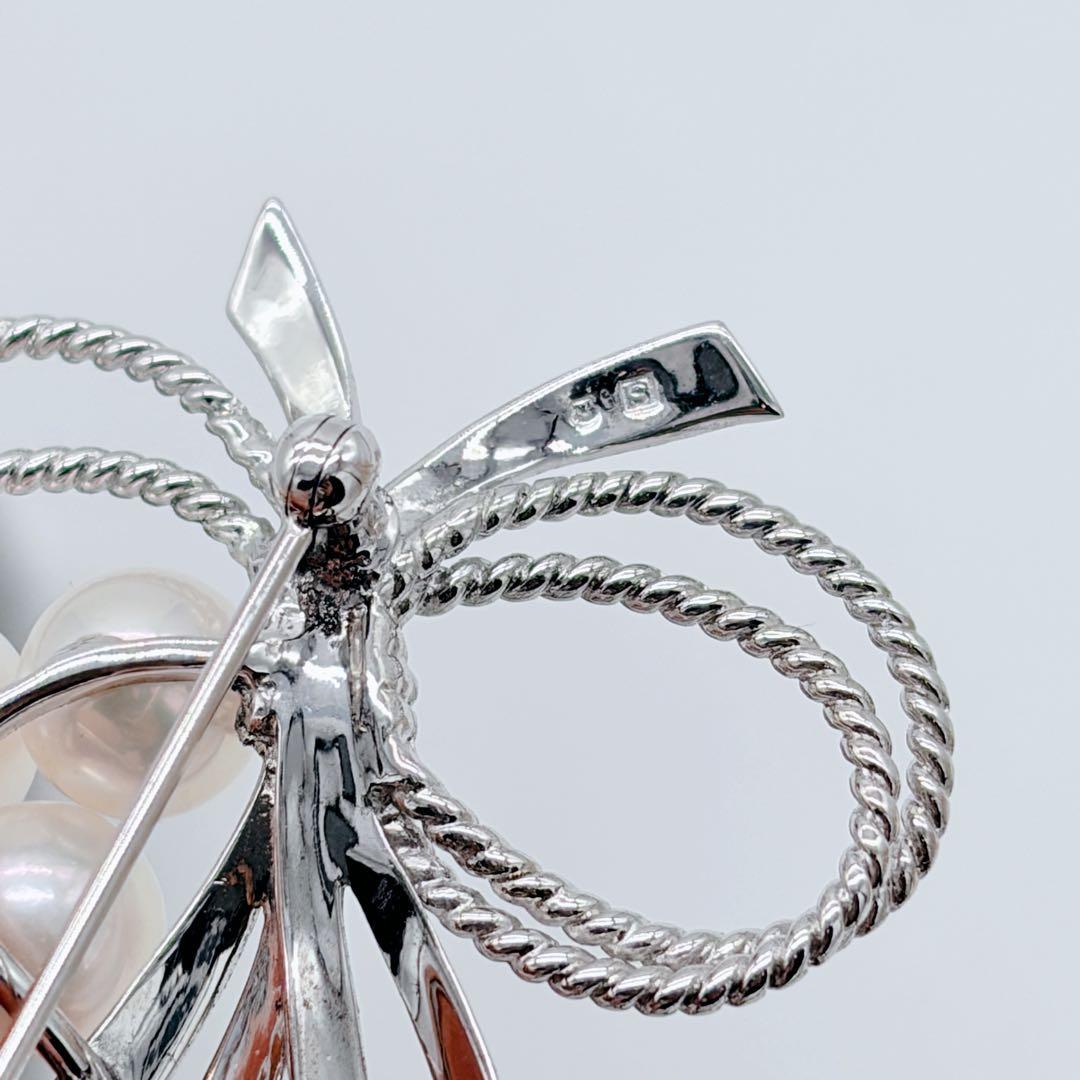 MIKIMOTO ミキモト 11Pパール ブローチ アコヤ真珠 リボン 葡萄