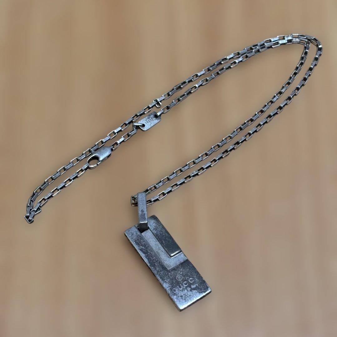 GUCCI ネックレス ロゴプレート シルバー925 ロゴ刻印 Gプレート