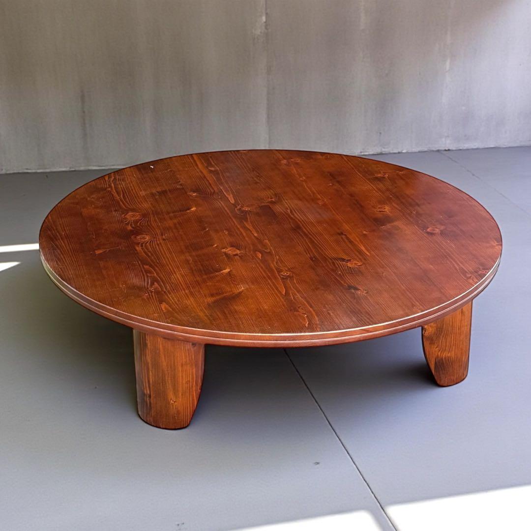 HR845 木目が素敵なレトロ　円卓　ちゃぶ台　125cm　シャビーシック