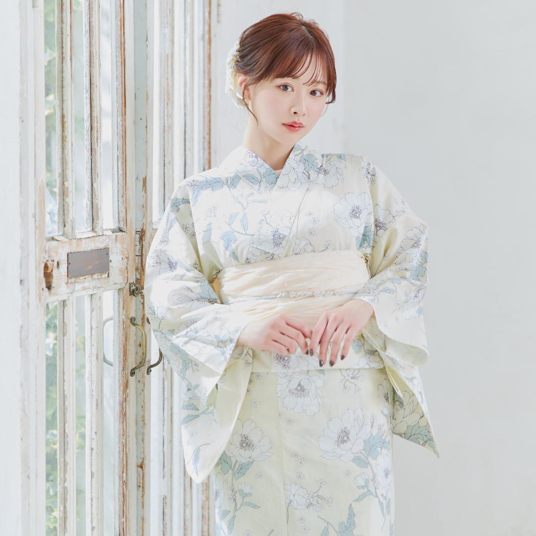 新品 浴衣 セット 浴衣セット ゆかた レディース 大人 黄色 バニラ 花 B6