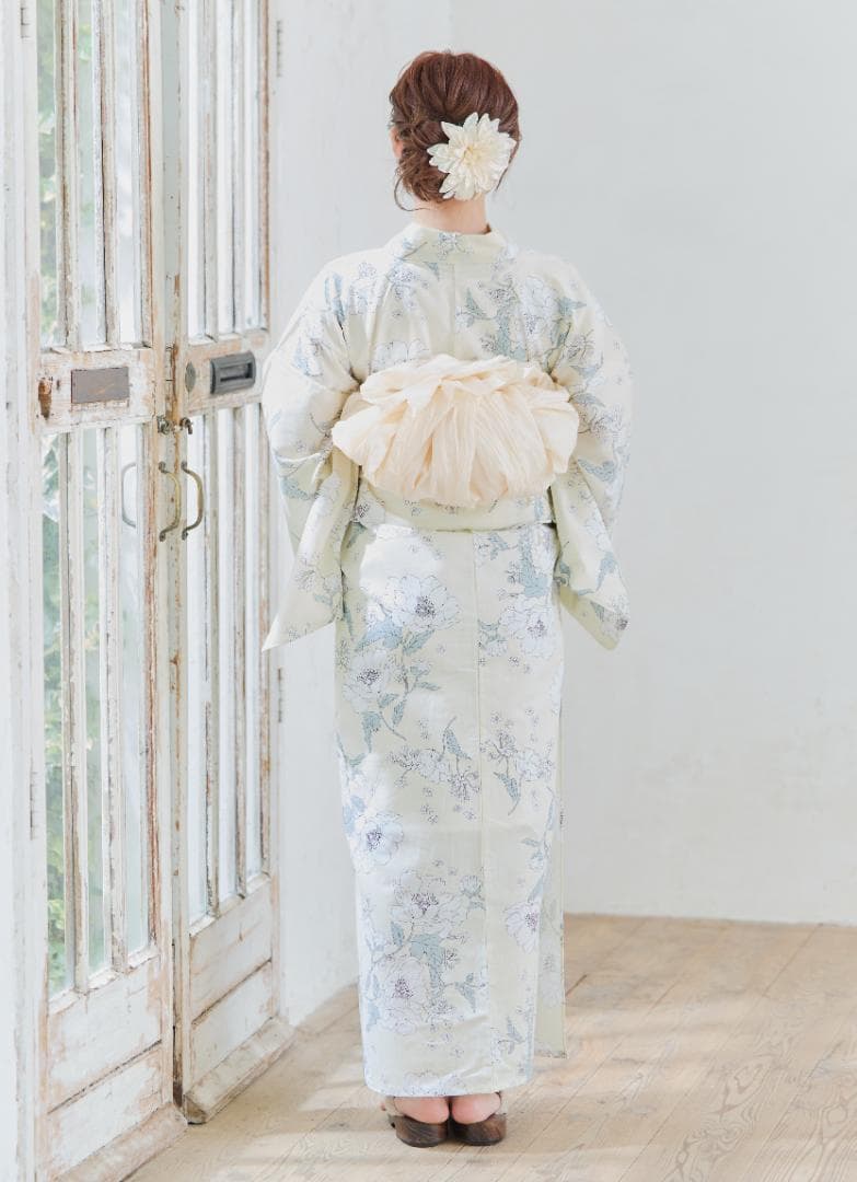 新品 浴衣 セット 浴衣セット ゆかた レディース 大人 黄色 バニラ 花 B6