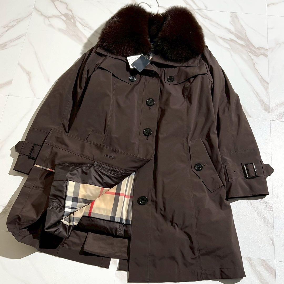 【未使用品】バーバリー ロングコート ダウンライナー ノバチェック ファー 40