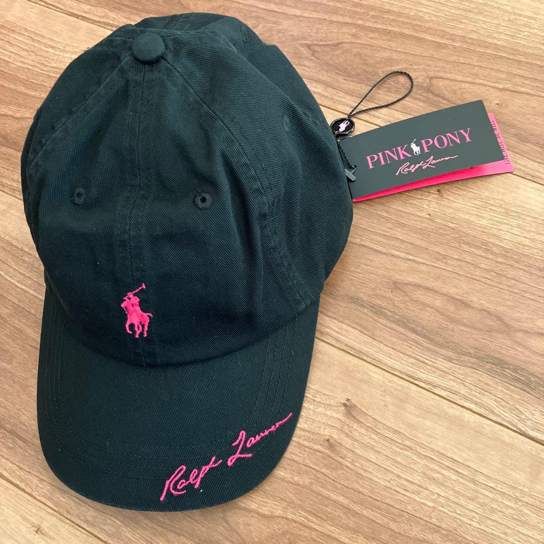 新品！ラルフローレン ピンクポニー キャップ ブラック×ピンク ロゴ