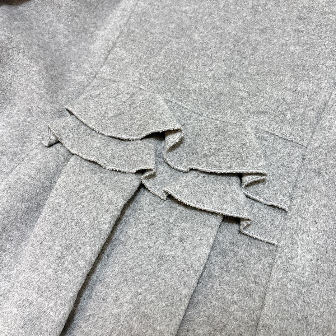 ファミリア ウールコート つけ襟 ファー ライトグレー 上質 高級 日本製