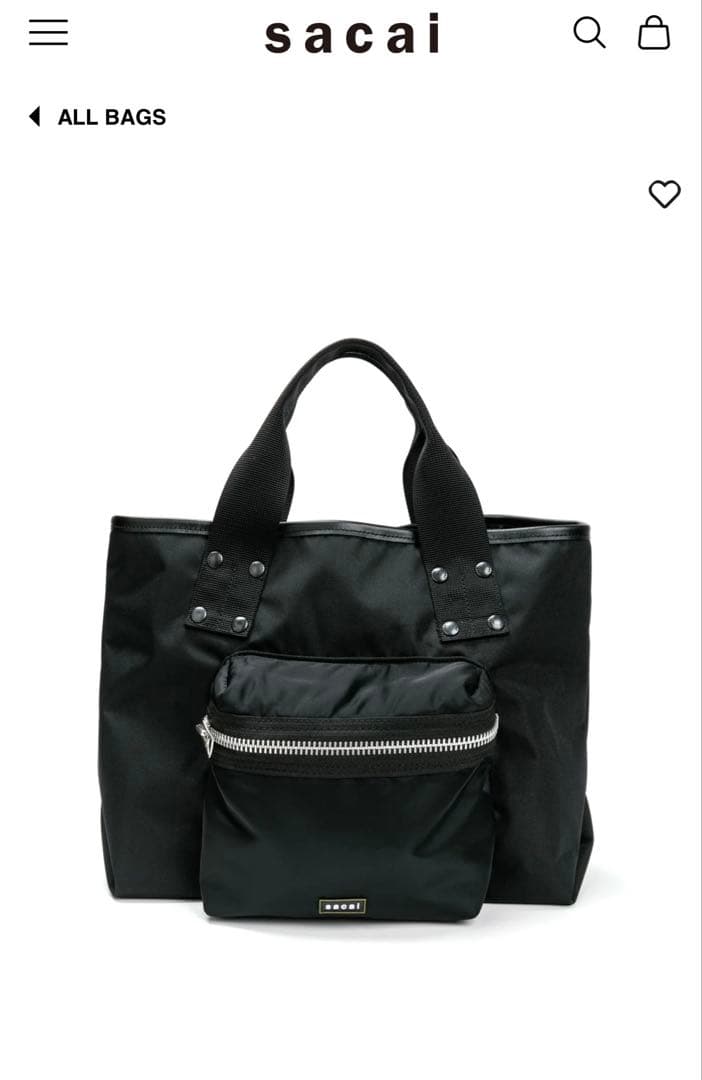 sacai ブラック トートバッグ OS