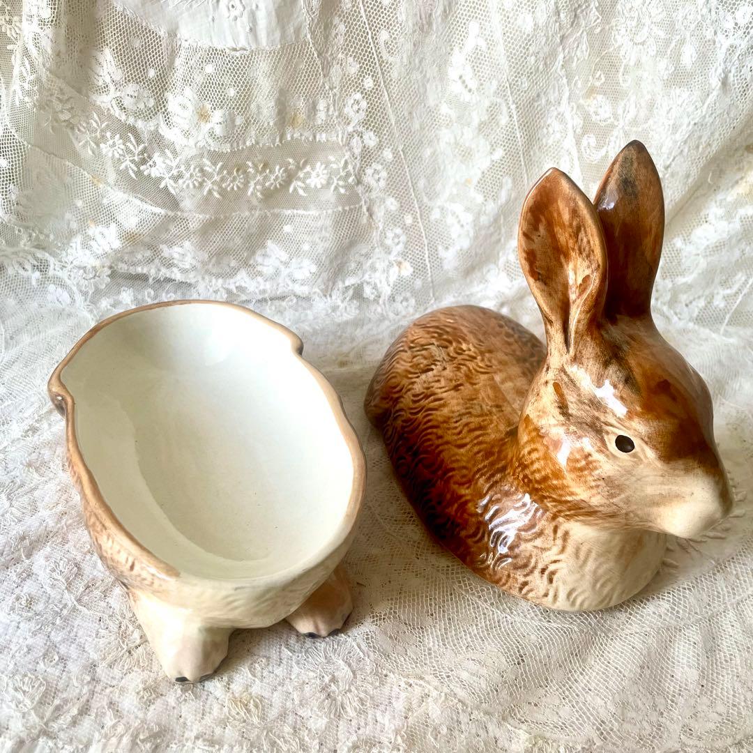 sakura　陶器のうさぎ型パテポット　ミッシェル・コーガン　フランス