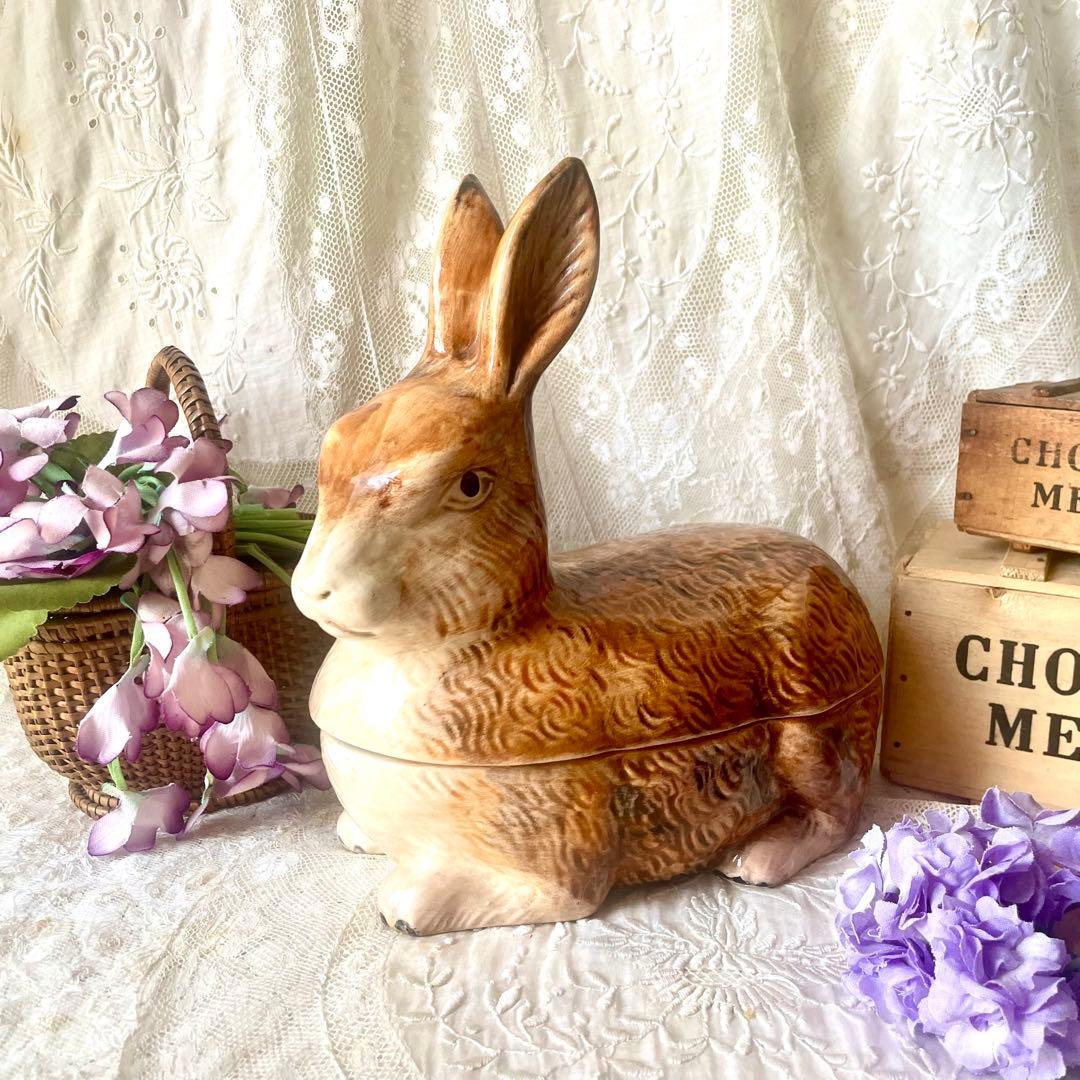 sakura　陶器のうさぎ型パテポット　ミッシェル・コーガン　フランス