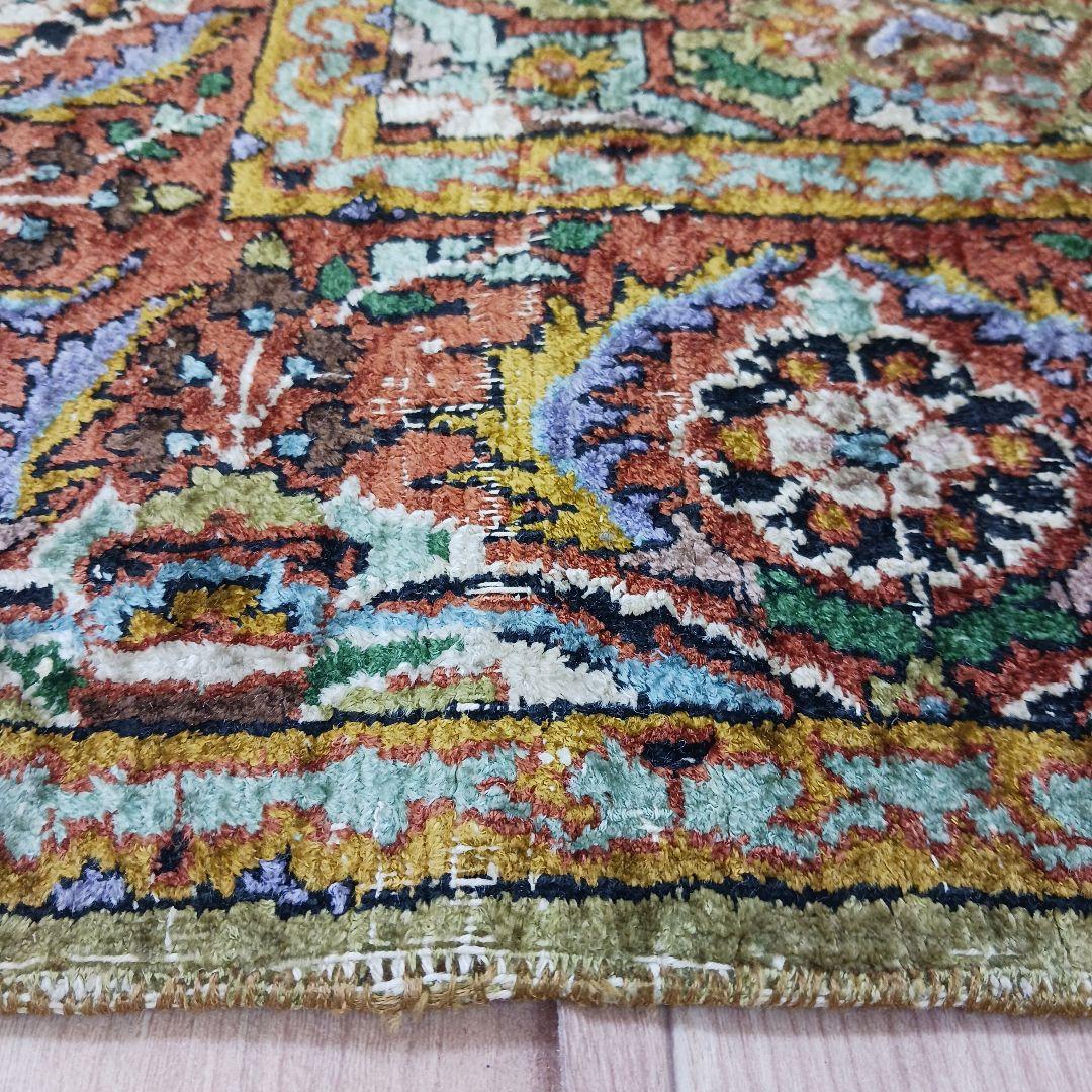 Y3244 インド絨毯 シルク 手織り 156×90㎝ マット