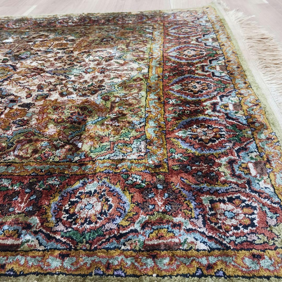 Y3244 インド絨毯 シルク 手織り 156×90㎝ マット